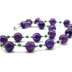 Бусы из аметиста шарик 13мм с цирконом, 47см