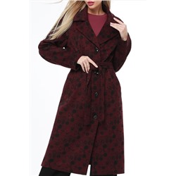 Пальто демисезонное бордовое с поясом