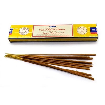 Nag Champa YELLOW FLOWER Incense, Satya (Благовония Наг Чампа ЖЁЛТЫЙ ЦВЕТОК, Сатья), 15 г.