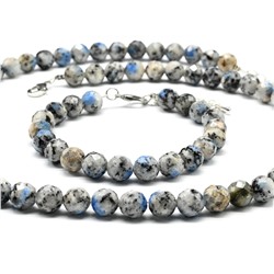 Бусы и браслет из яшмы синей шарик гр.8мм, 47см, 17,5см