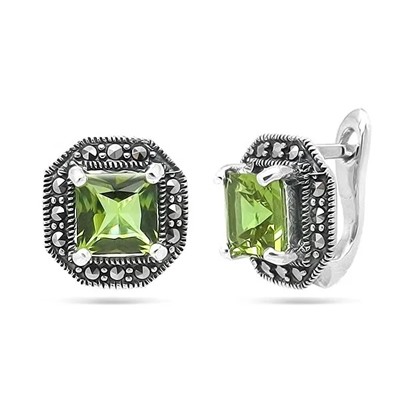 Серьги из серебра марказит, султанит, SL-AGA135