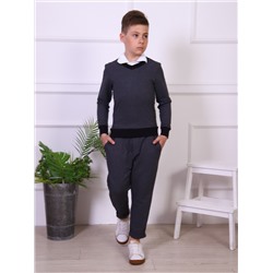 Джемпер-обманка "Альберт" графит-белый