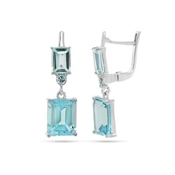 Серьги из серебра топаз, Багет