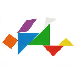 Игра головоломка деревянная «Танграм» цветная (малая)