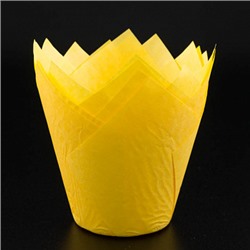 Капсула - тюльпан для выпечки желтая 80*50 мм, 20 шт