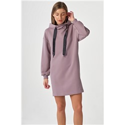 Платье спортивное с капюшоном из футера с начесом лаванда