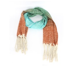 Шарф 8339-6,  48*196см,  полиэстер 100%,  280 г/м 2,  голуб/зел/корич 256794