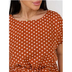 Платье женское Текс-Плюс, цвет коричневый белый