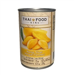 MANGO SLICES in syrup, Thai Food King (ЛОМТИКИ МАНГО в сиропе, Тай Фуд Кинг), 425 г.
