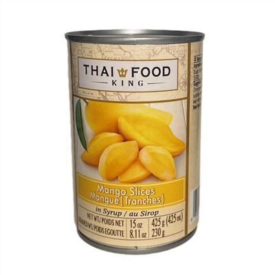 MANGO SLICES in syrup, Thai Food King (ЛОМТИКИ МАНГО в сиропе, Тай Фуд Кинг), 425 г.