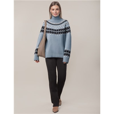 Джемпер фактурной вязки из хлопка с акрилом