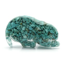 Фигурка из бирюзы и смолы "Кошка" 87*50*50мм