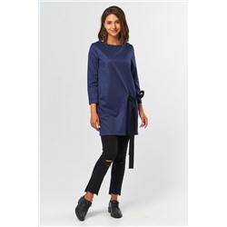 Туника трикотажная прямая для офиса темно-синяя
