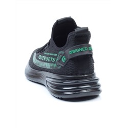 HA107-2 BLACK/GREEN Кроссовки мужские (текстиль) размер