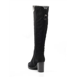 M19-673 BLACK Сапоги зимние женские (натуральная замша, натуральный мех (еврозима)) размер 36