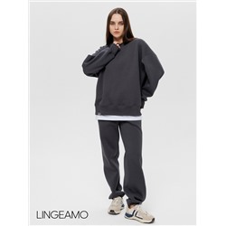 Женский свитшот оверсайз из футера с начесом Lingeamo темно-серый ВК-23 (13)