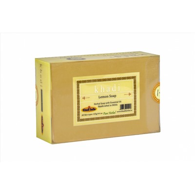 Khadi LEMON SOAP, Khadi India (ЛИМОННОЕ МЫЛО ручной работы с эфирными маслами, Кхади Индия), 125 г.