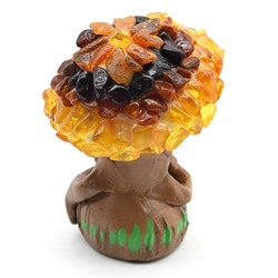 Фигурка покрытая янтарной крошкой гриб 45*73мм
