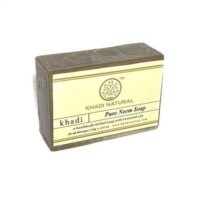 PURE NEEM Handmade Herbal Soap With Essential Oils, Khadi Natural (ЧИСТЫЙ НИМ, Мыло ручной работы с эфирными маслами, Кхади Нэчрл), 125 г.