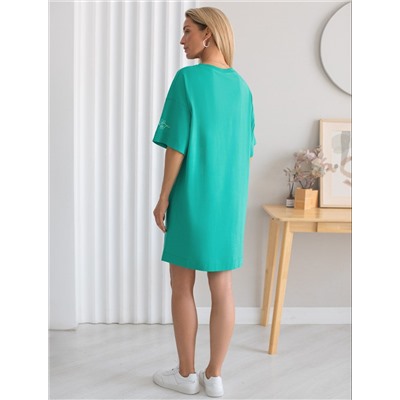 Платье из премиального хлопка с вышивкой на рукаве