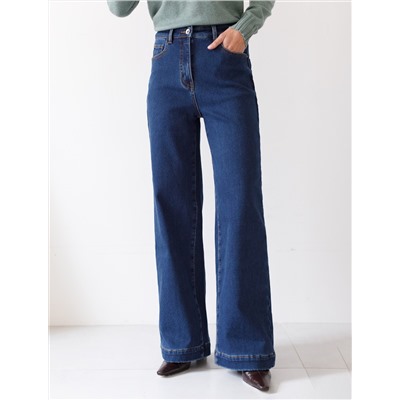 Джинсы-трубы из эластичного денима на флисе