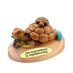 Композиция из селенита и самоцветов "Черепаха" 55*45*35мм.
