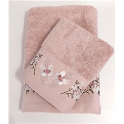 Махровое полотенце "Бабочки"-ПУДРА 50*90 см. хлопок 100%