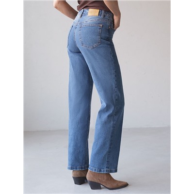 Джинсы прямые Regular fit с декоративной стиркой из эластичного денима