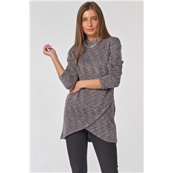 Туника трикотажная теплая с запахом темно-синяя