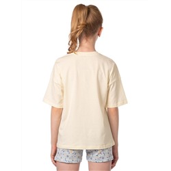 Комплект детский (футболка/шорты) Бежевый/голубой