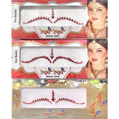Бинди ADITI BINDI Wedding Collection, со стразами на лоб, КРАСНАЯ СО СТРАЗАМИ (разный дизайн), 1 шт.