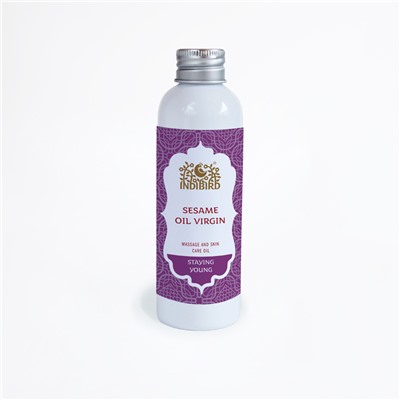 SESAME VIRGIN OIL, Indibird (КУНЖУТ ХОЛОДНЫЙ ОТЖИМ Масло для массажа и ухода за кожей, Индибёрд), 150 мл.