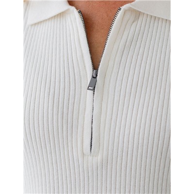 Джемпер-поло с застежкой на молнии из хлопка с кашемиром