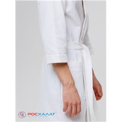 Мужской укороченный вафельный халат с планкой белый В-05 (9)