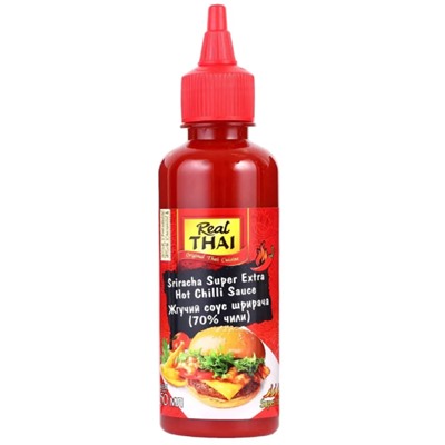 SRIRACHA Super Extra Hot Chilli Sauce, Real Thai (Жгучий соус ШРИРАЧА 70% чили), 250 г.
