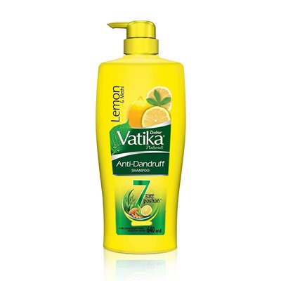 Vatika LEMON & METHI Anti-Dandruff Shampoo, Dabur (Ватика ЛИМОН И МЕТХИ шампунь против перхоти, Дабур), с дозатором, 640 мл.