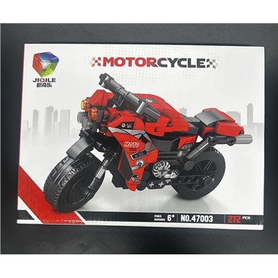 Конструктор MOTORCYCKLE Мотоцикл серо-красный 272дет. 28*21см  / 47003-2