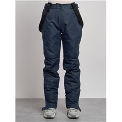 Полукомбинезон утепленный женский зимний горнолыжный темно-синего цвета 7607TS