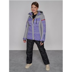 Горнолыжная куртка женская зимняя фиолетового цвета 2272F