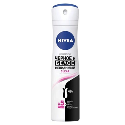Дез.150мл спрей women Невидимая защита д/черного и белого CLEAR Nivea