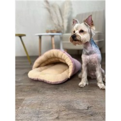 Лежанка для собак серо-розовый