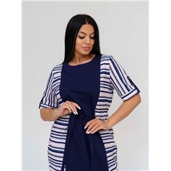 Платье женское Текс-Плюс, цвет бежевый синий белый