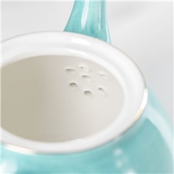 Сервиз фарфоровый чайный Доляна «Млечный путь», 15 предметов: 6 чашек 220 мл, 6 блюдец d=13,5 см, молочник 300 мл, сахарница 350 мл, чайник 1000 мл, цвет бирюзовый