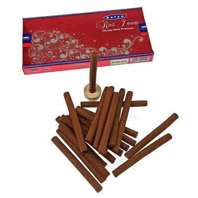 RED JEWEL Dhoop Sticks Premium, Satya (КРАСНАЯ ДРАГОЦЕННОСТЬ безосновные благовония, Сатья), уп. 20 палочек.