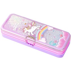 Пенал 2-отд. Alingar Unicorn пласт. фиолетовый AL8624