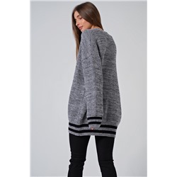 Кардиган вязаный оверсайз короткий без застежки серый меланж
