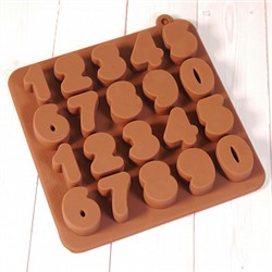 Форма силиконовая для шоколада "Цифры двойные" 16*16, 20 ячеек
