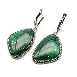 Серьги малахит уральский 22*31мм