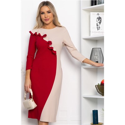 Платье Эванесса (красно-бежевое) П12743-35М