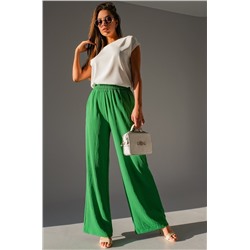 Женские летние брюки палаццо из ткани-жатка Happyfox